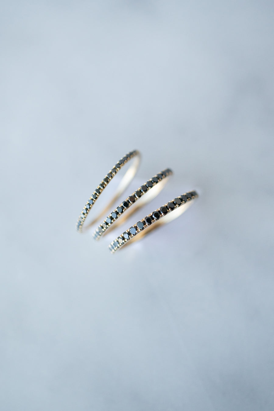 Half Eternity Top Quality Black Diamonds 14K/18K Gold Ring