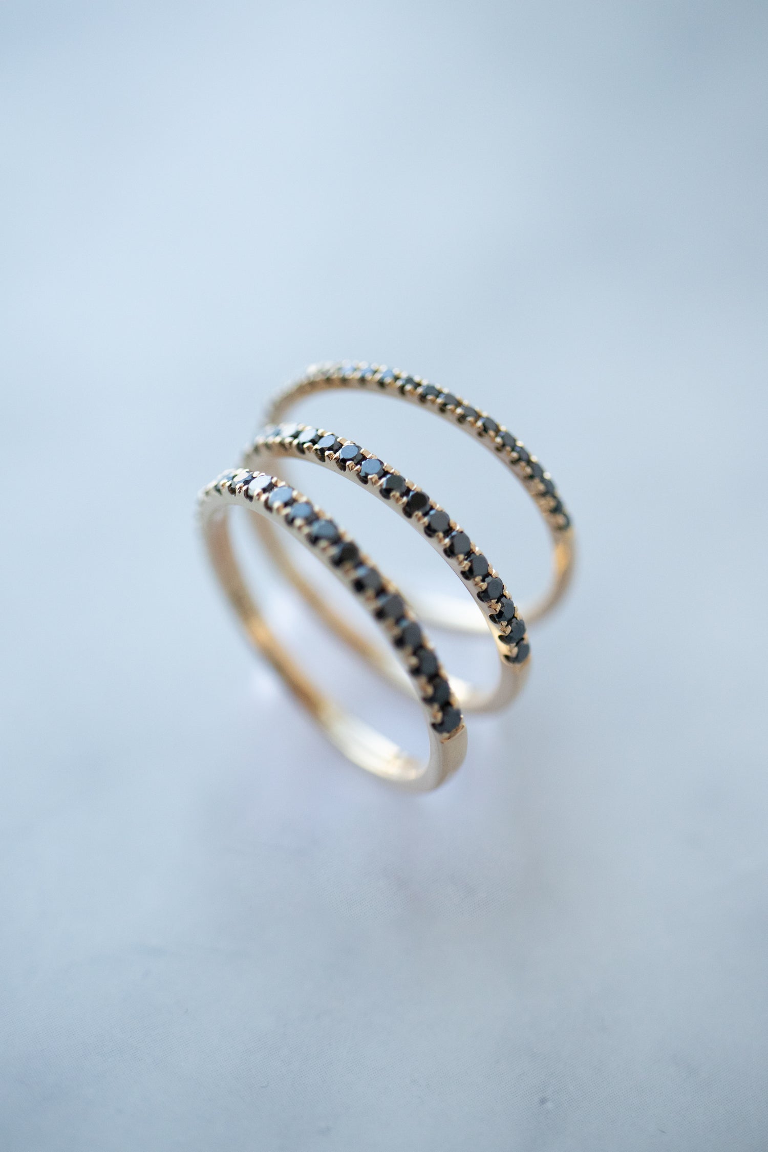 Half Eternity Top Quality Black Diamonds 14K/ 18K Gold Ring