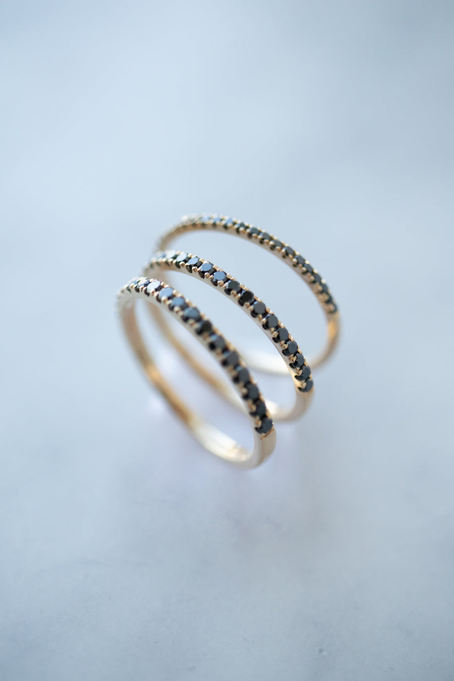 Half Eternity Top Quality Black Diamonds 14K/18K Gold Ring