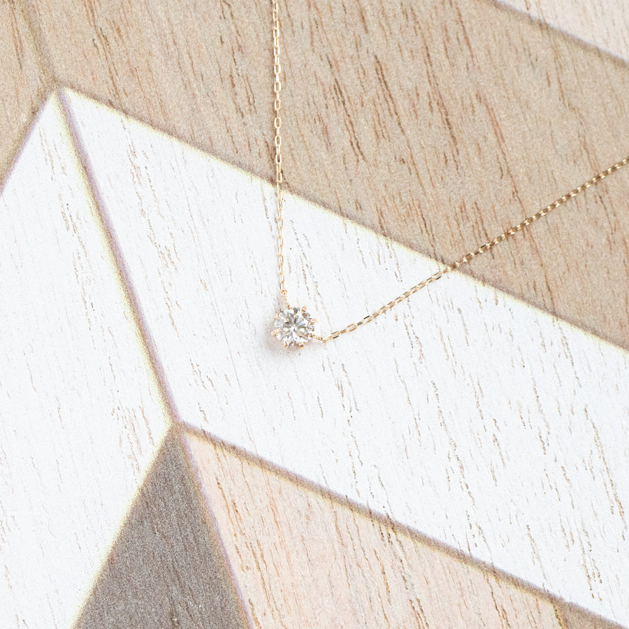 Classic 0.20/ 0.30/ 0.50ct Natural Diamond 18K Gold Necklace with Japanese Certificate