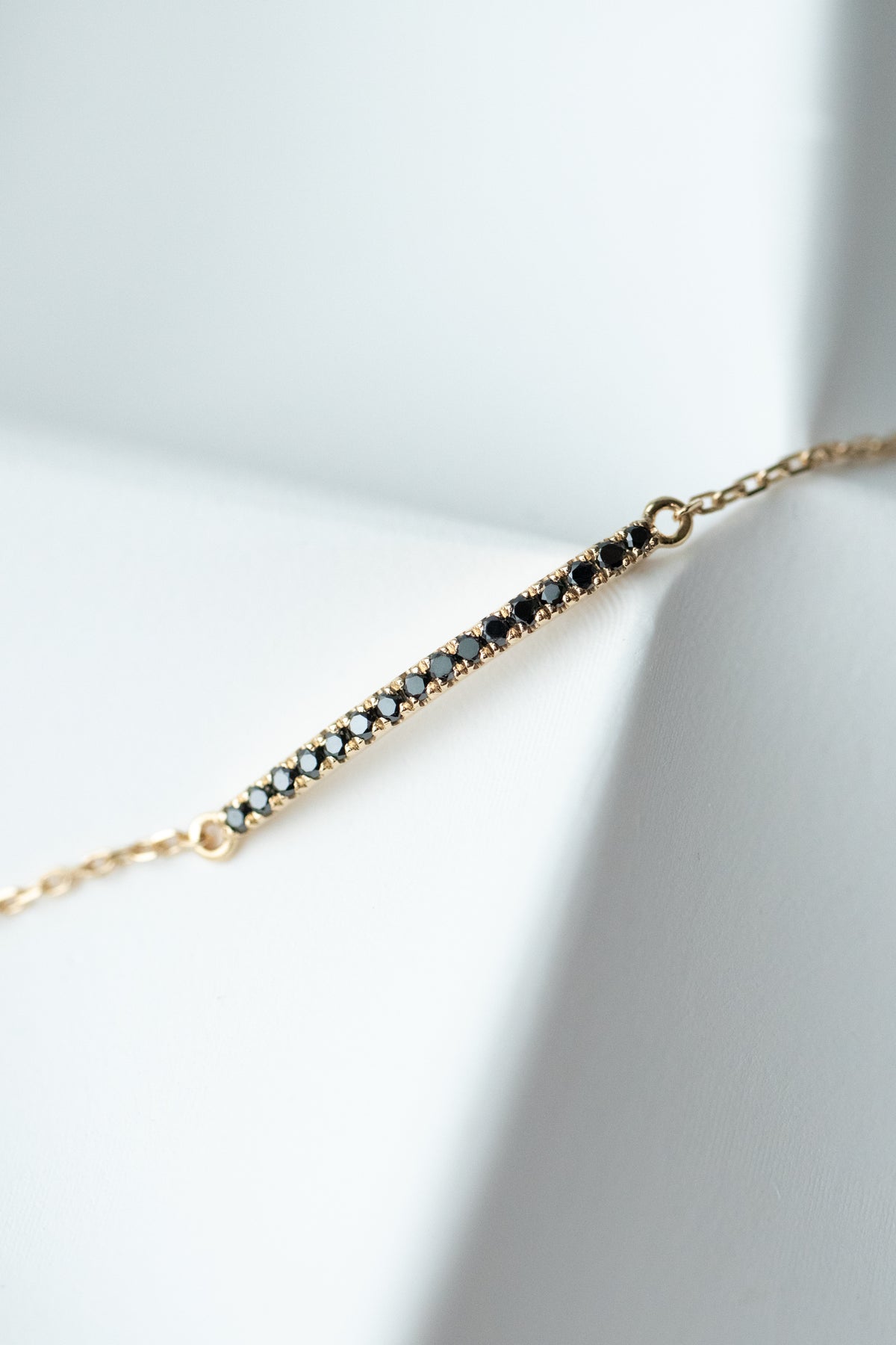 PREORDER - Delicate french v split Black Diamonds 14/ 18K Gold Bracelet