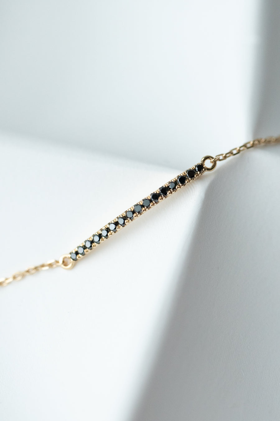 PREORDER - Delicate french v split Black Diamond 18K Gold Bracelet