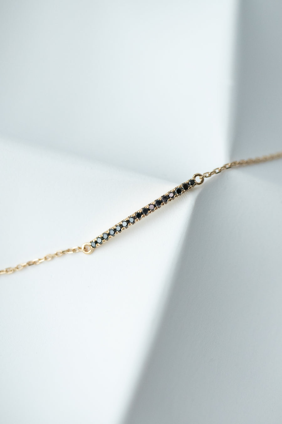 PREORDER - Delicate french v split Black Diamond 18K Gold Bracelet