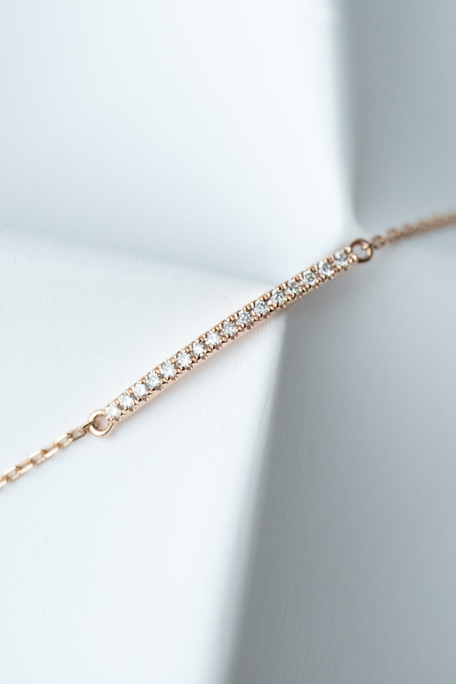 PREORDER - Delicate french v split White Diamond 18K Gold Bracelet