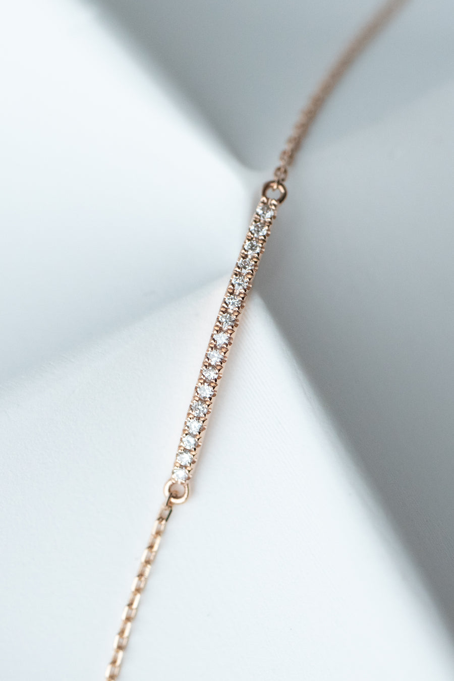 PREORDER - Delicate french v split White Diamond 18K Gold Bracelet