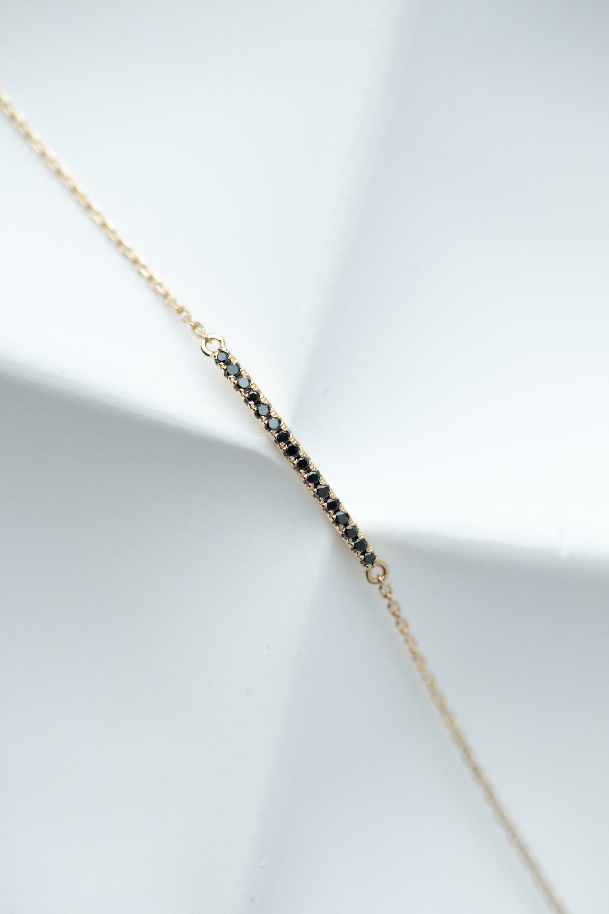 PREORDER - Delicate french v split Black Diamonds 14/ 18K Gold Bracelet