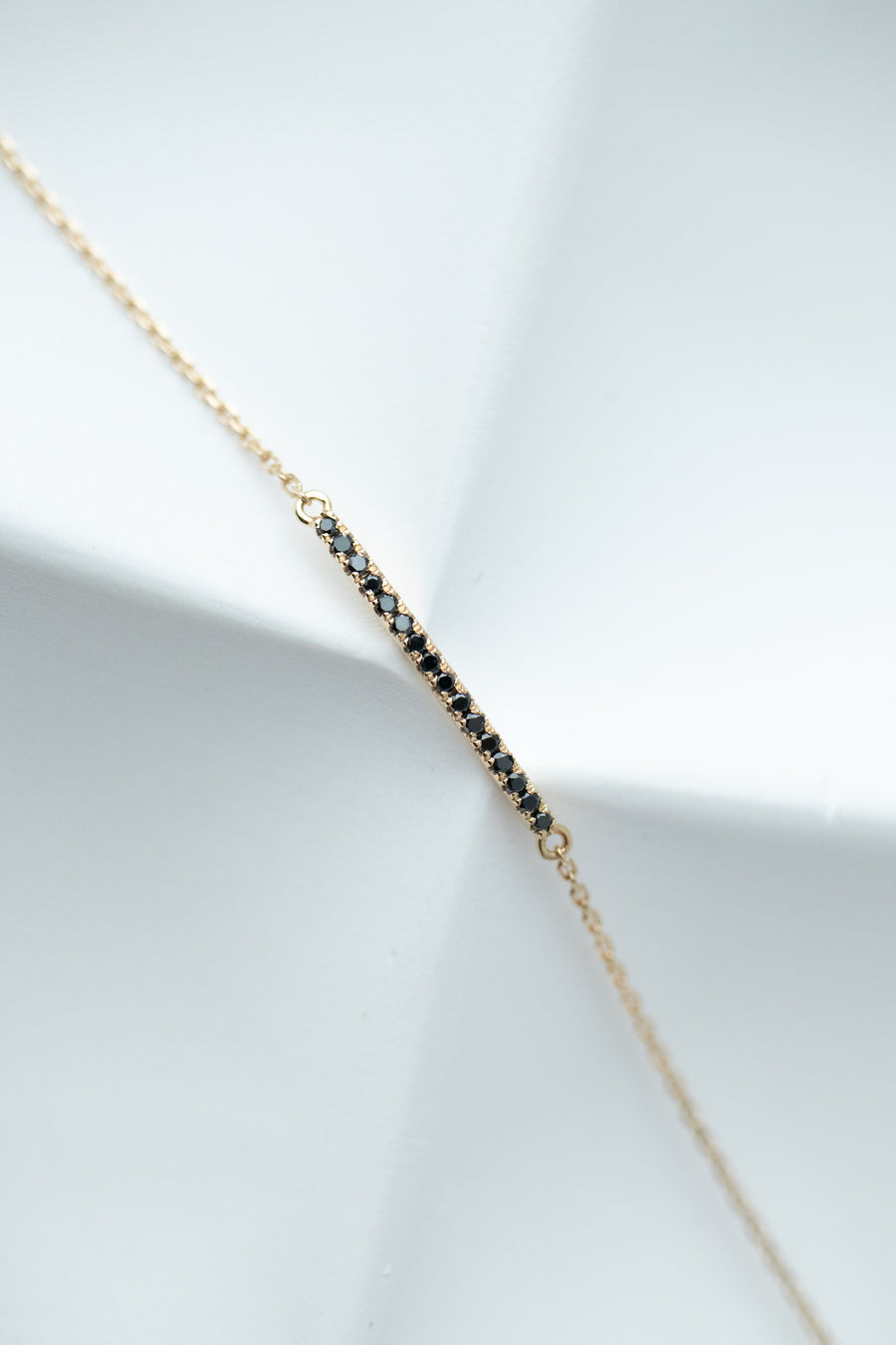 PREORDER - Delicate french v split Black Diamond 18K Gold Bracelet