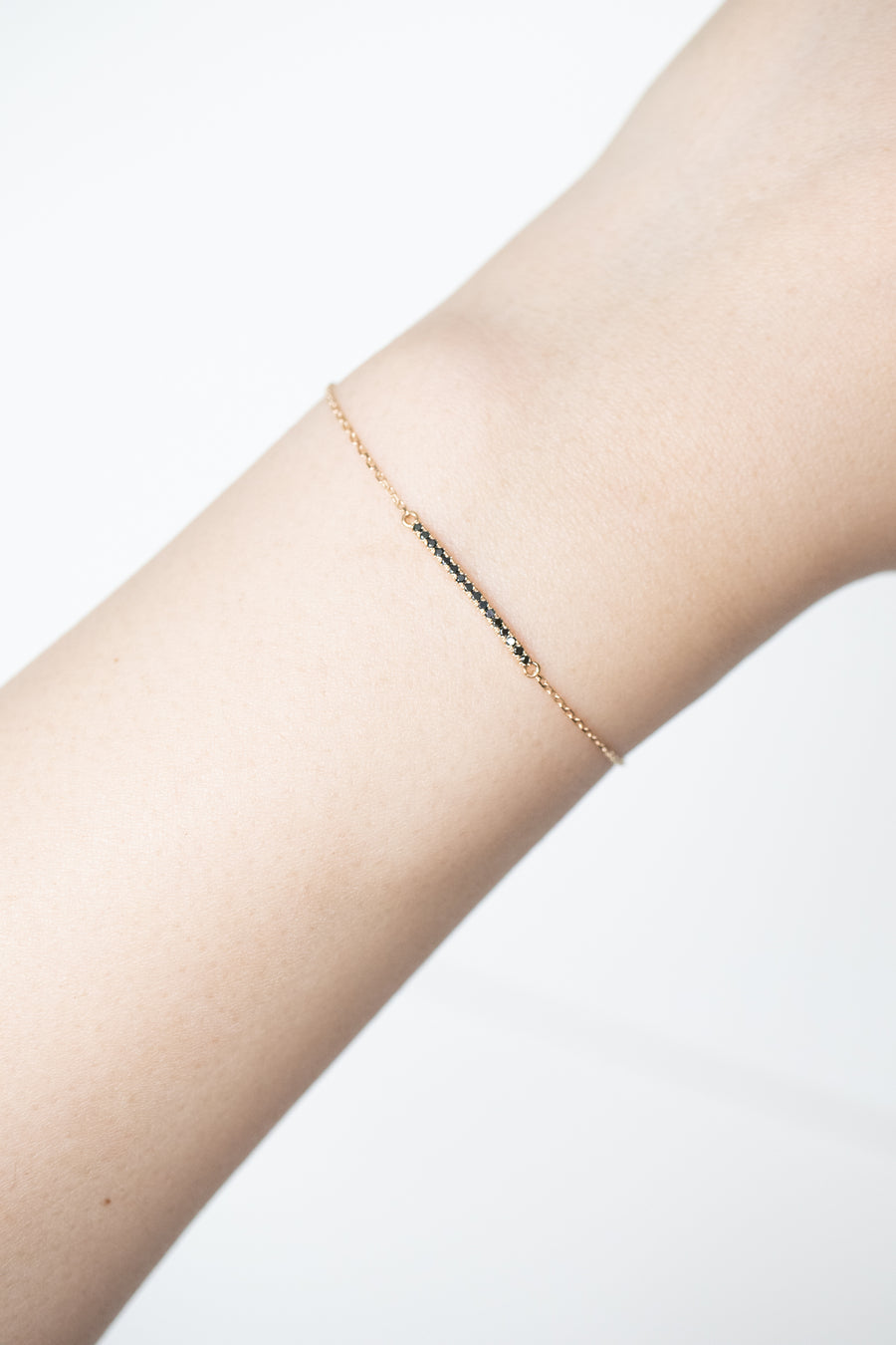 PREORDER - Delicate french v split Black Diamond 18K Gold Bracelet