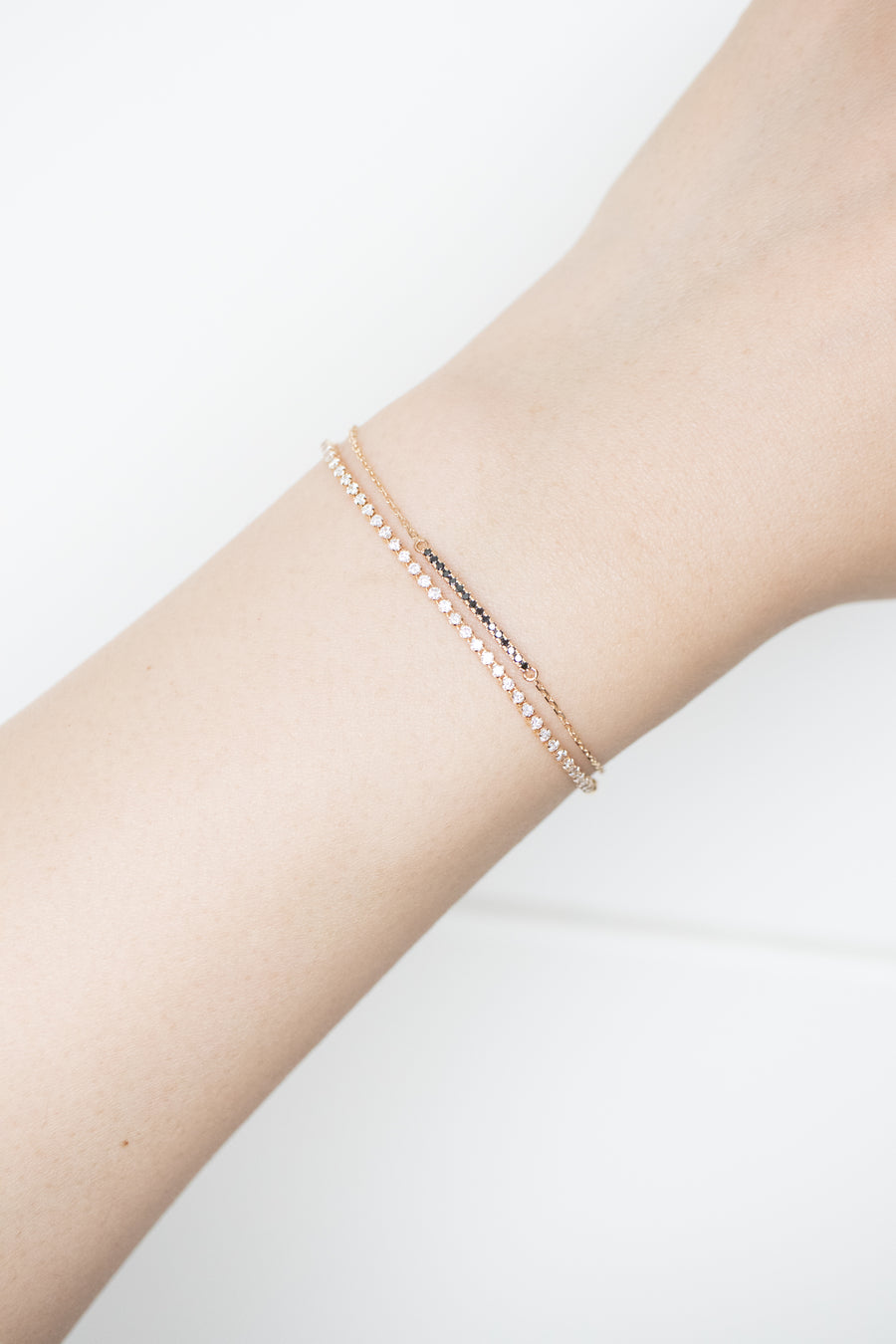 PREORDER - Delicate french v split Black Diamond 18K Gold Bracelet