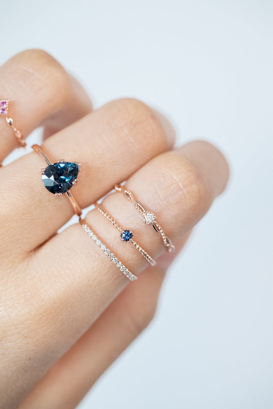 Little Star Blue Sapphire & Ruby 14K/18K Twist Ring