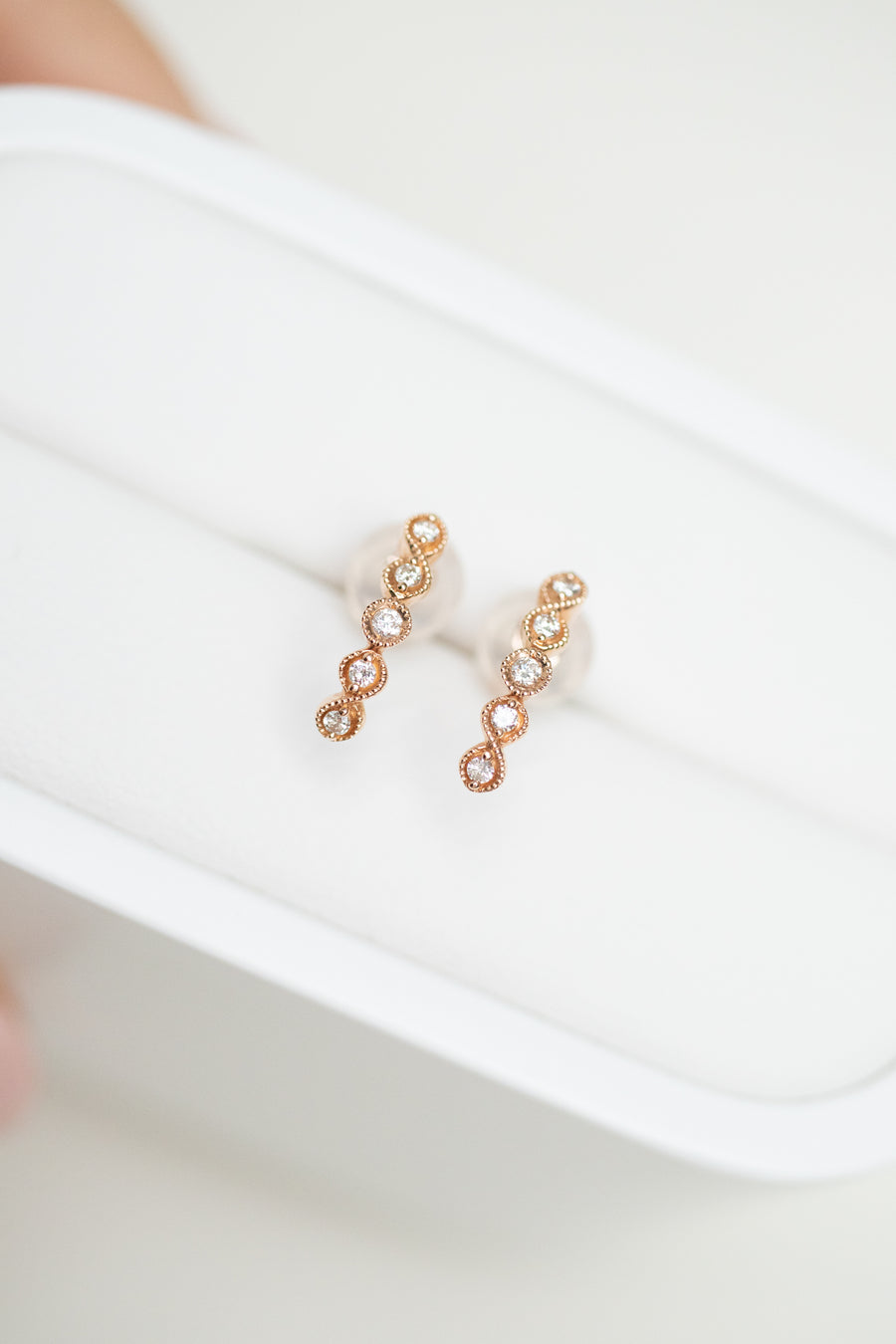 PREORDER - Flowing Round Top Quality Diamond 18K Gold Stud Earrings