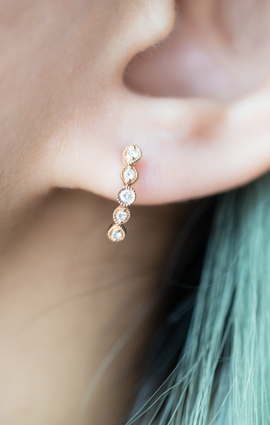 Total 0.09carat Natural White Diamonds 18K Rose Gold Earrings