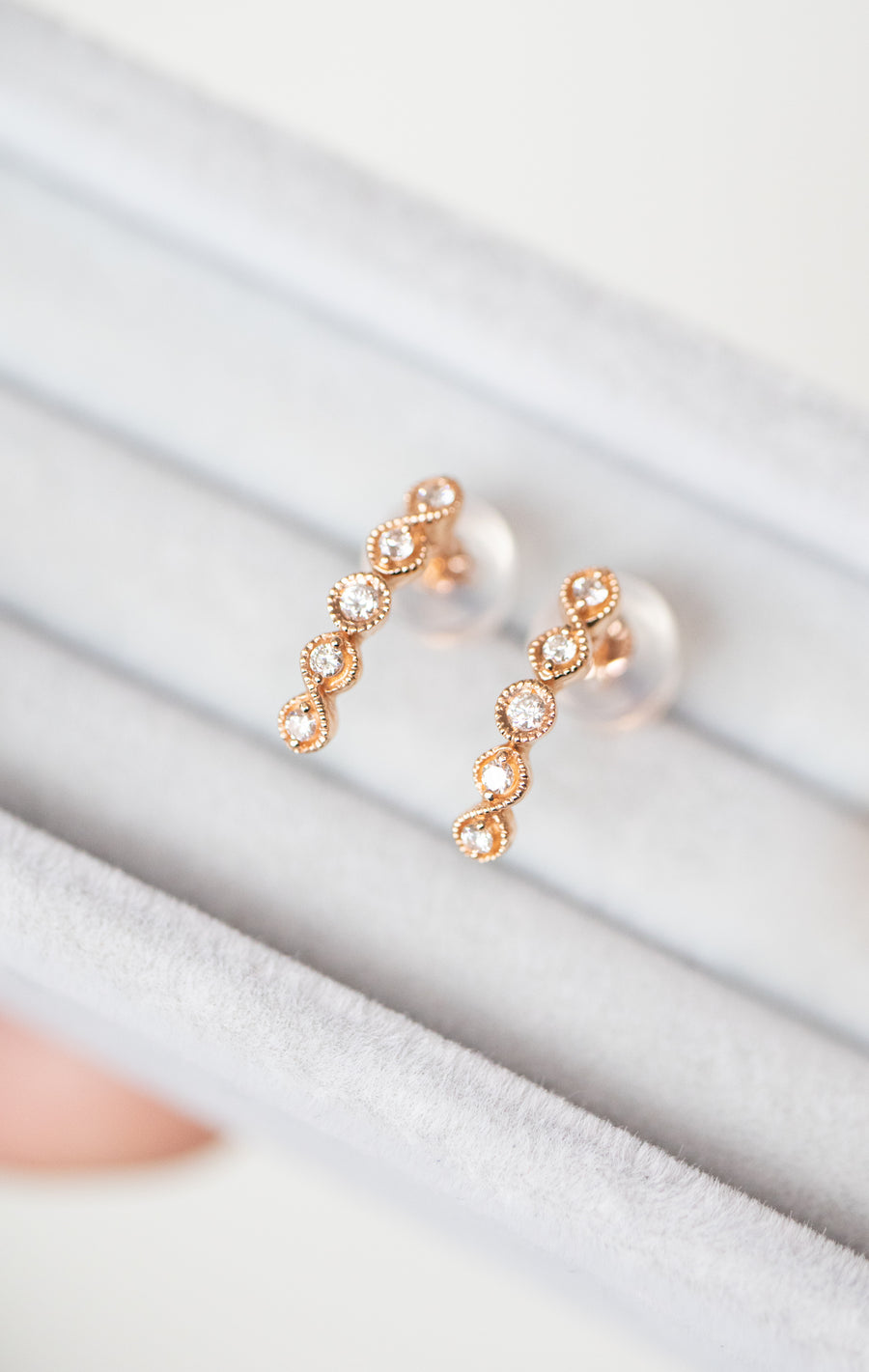 PREORDER - Flowing Round Top Quality Diamond 18K Gold Stud Earrings