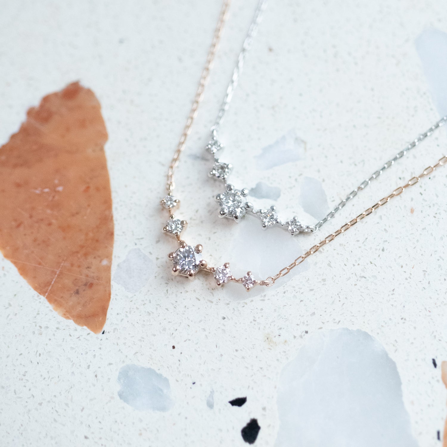 PREORDER - Japan Five Stone Natural Diamond 18K Gold Necklace