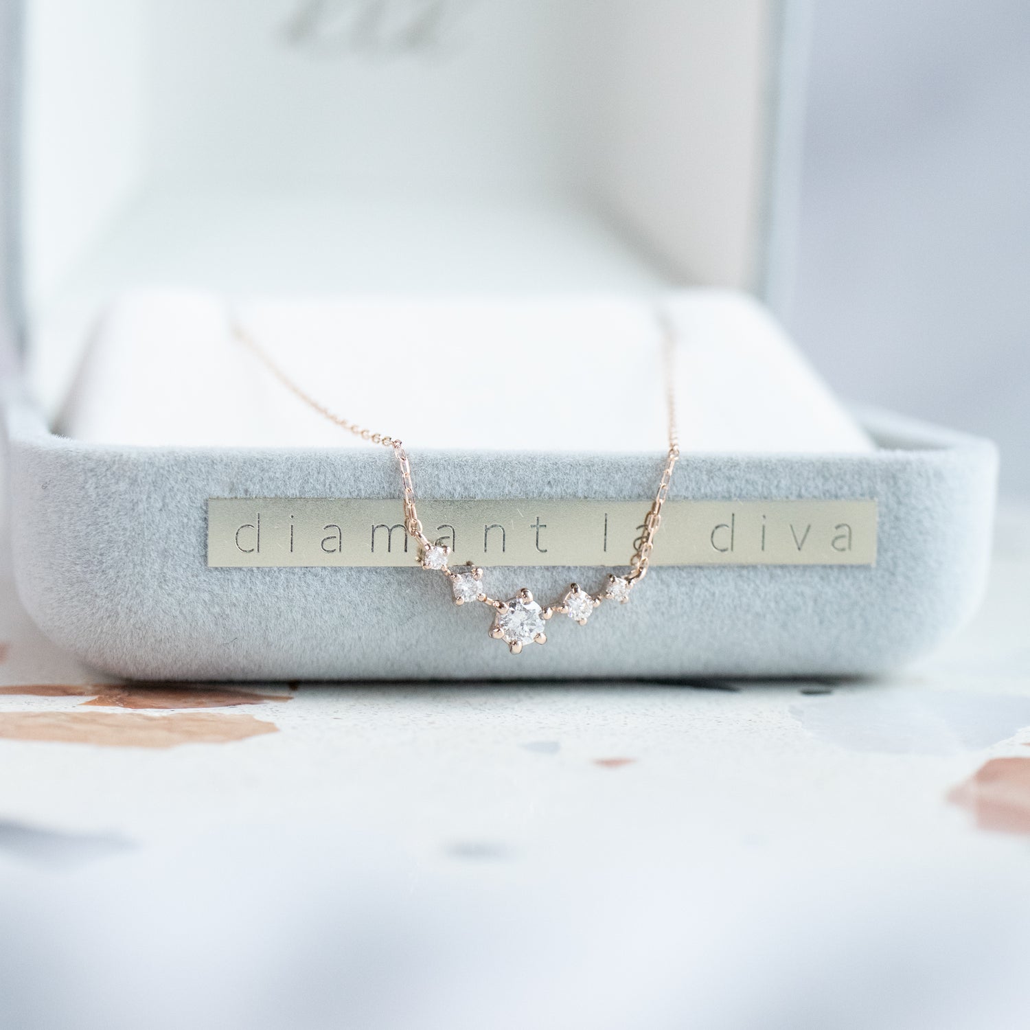 PREORDER - Japan Five Stone Natural Diamond 18K Gold Necklace