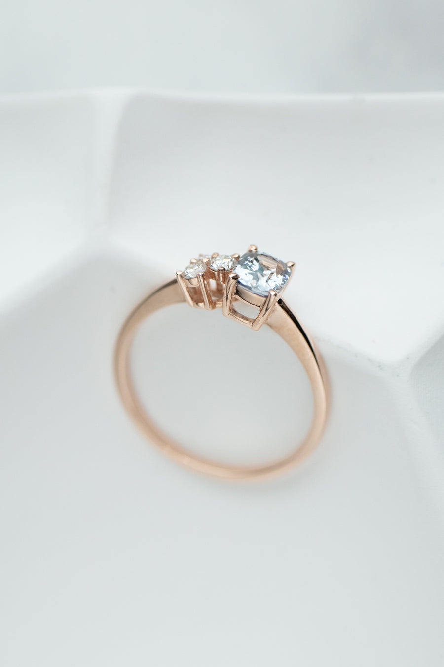 0.6ct Grey Spinel & 0.09ct Diamonds 14K Rose Gold Ring