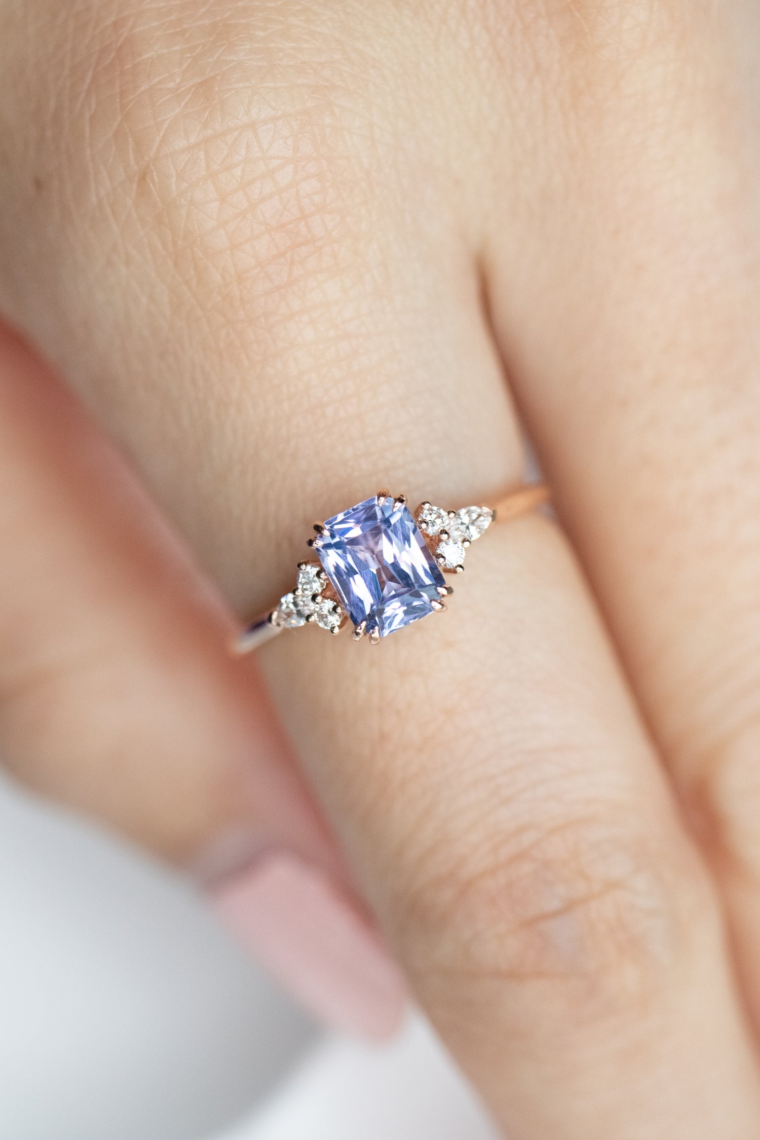 1.07ct Emerald Purple Spinel (Unheated with Certificate) & diamonds 18K Rose Gold Ring