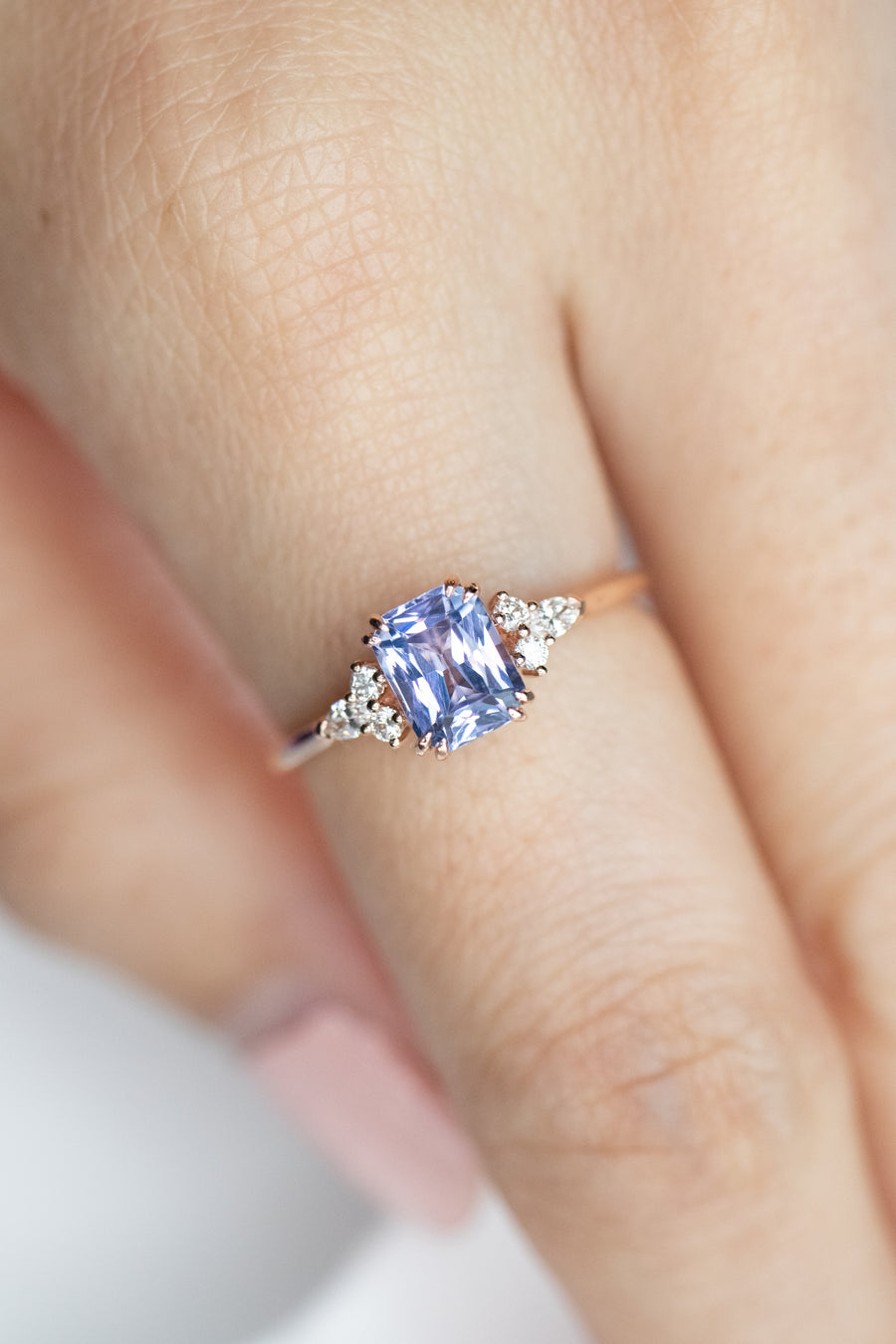 1.07ct Purple Spinel (with cert) & 0.13ct Diamonds 18K Rose Gold Ring