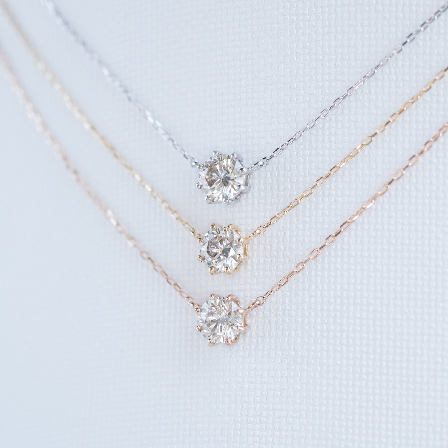 Classic 0.20/ 0.30/ 0.50ct Natural Diamond 18K Gold Necklace with Japanese Certificate