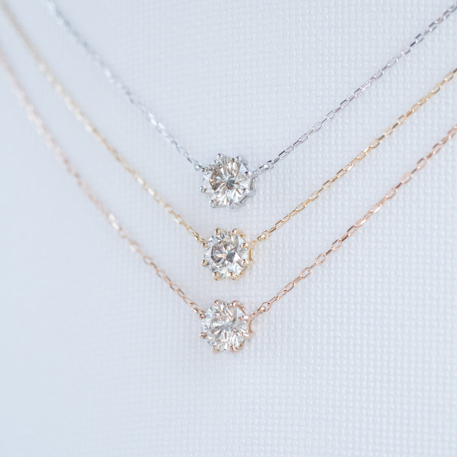 Classic 0.20/ 0.30/ 0.50ct Natural Diamond 18K Gold Necklace with Japanese Certificate