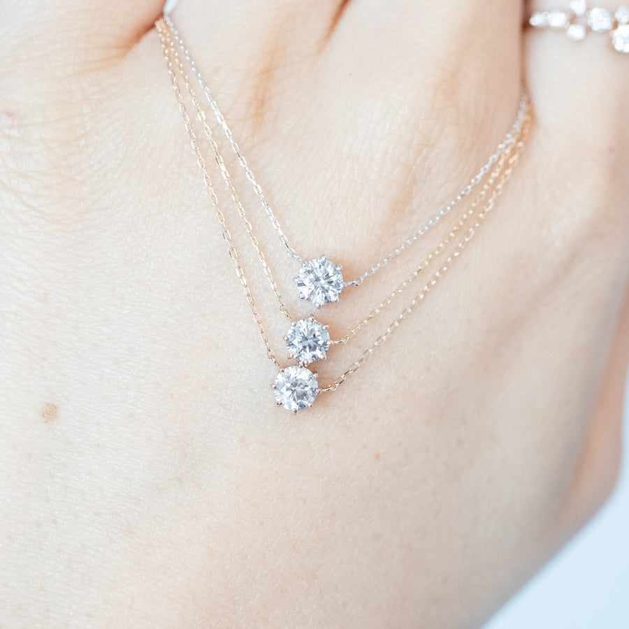 Classic 0.20/ 0.30/ 0.50ct Natural Diamond 18K Gold Necklace with Japanese Certificate