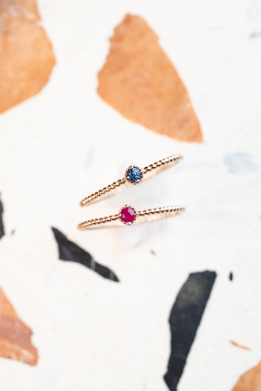 14K/18K Rose Gold Little Star Blue Sapphire/Ruby Ring