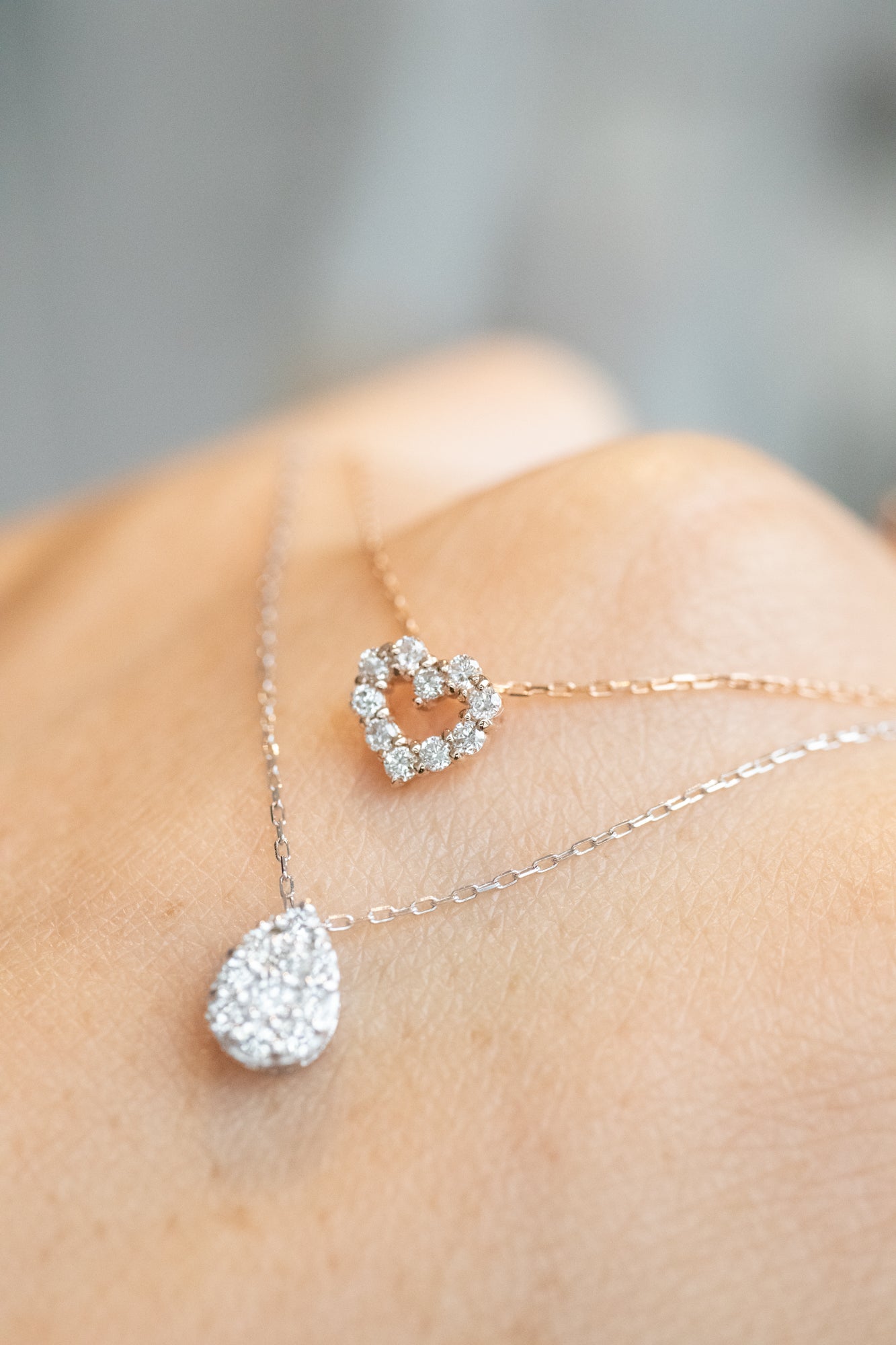 PREORDER - Japan Heart-shaped Diamonds 18K Gold Necklace