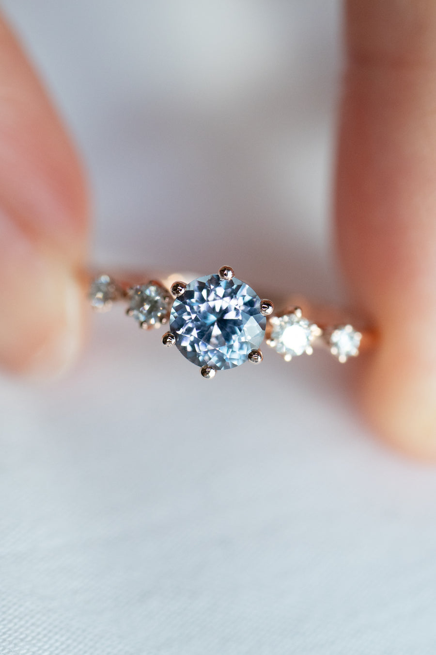 0.55ct Greyish Spinel & diamonds 14K Rose Gold Ring