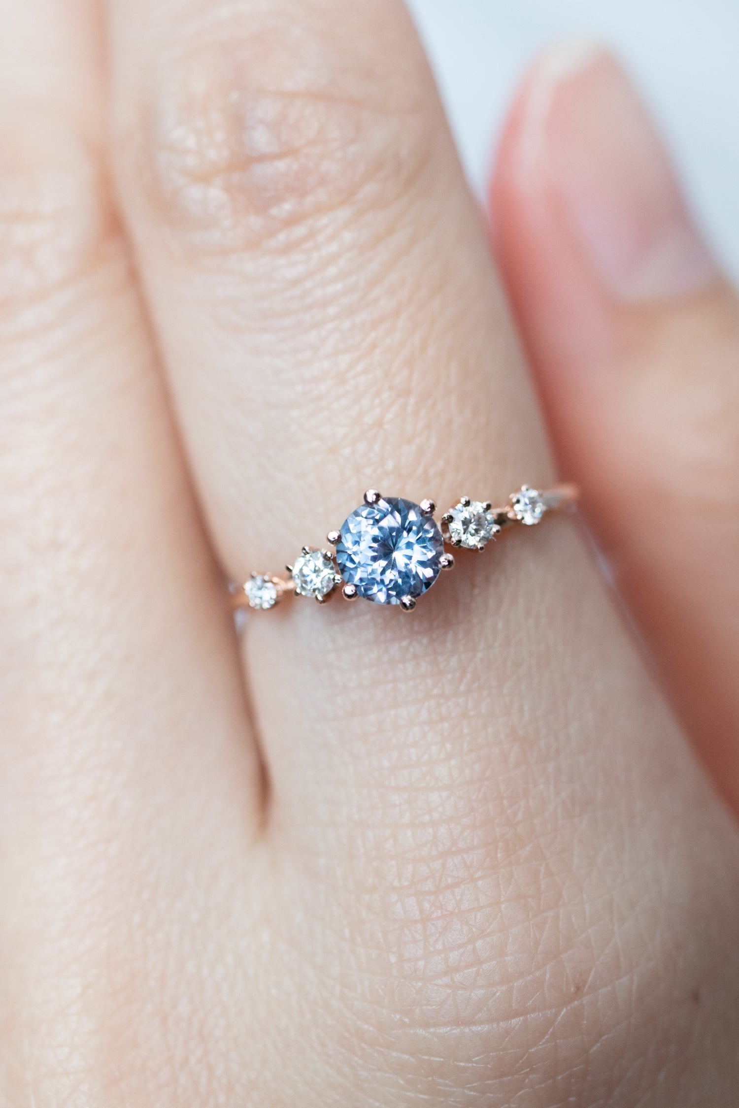 0.55ct Greyish Spinel & diamonds 14K Rose Gold Ring