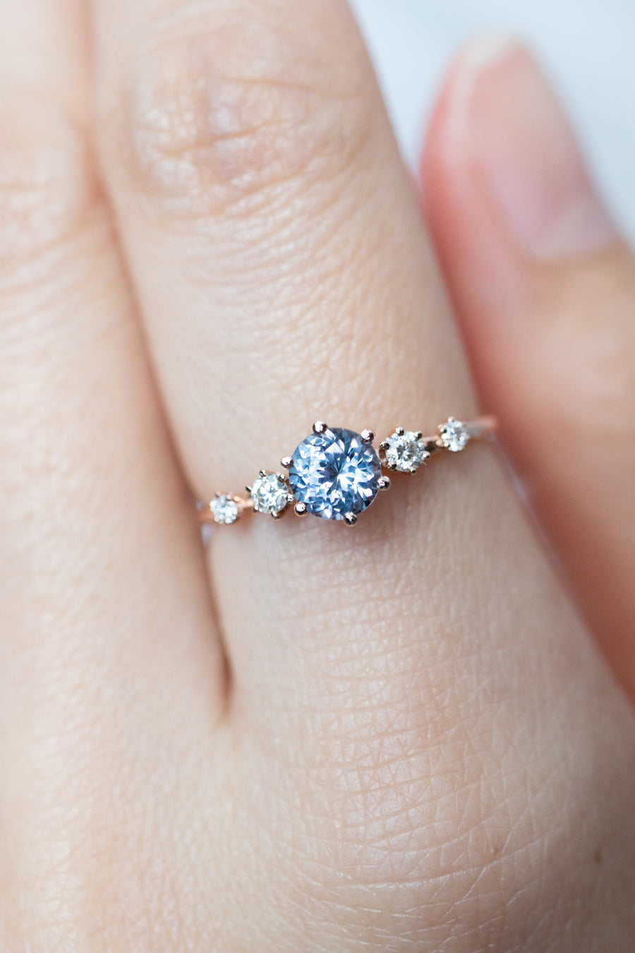 0.55ct Greyish Spinel & diamonds 14K Rose Gold Ring