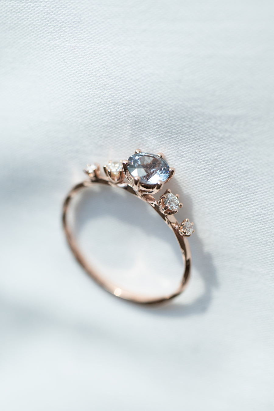 0.55ct Greyish Spinel & diamonds 14K Rose Gold Ring