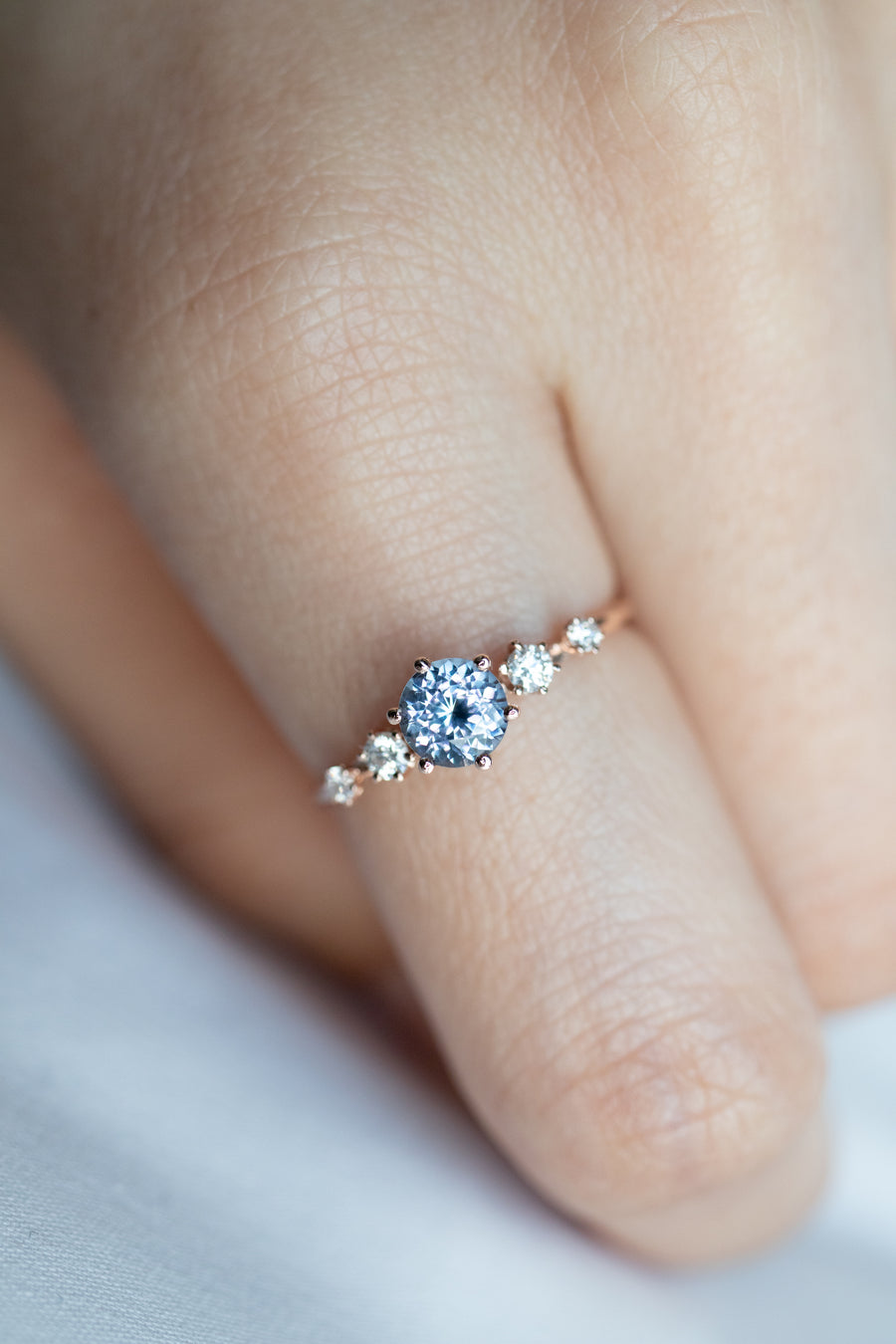 0.55ct Greyish Spinel & diamonds 14K Rose Gold Ring