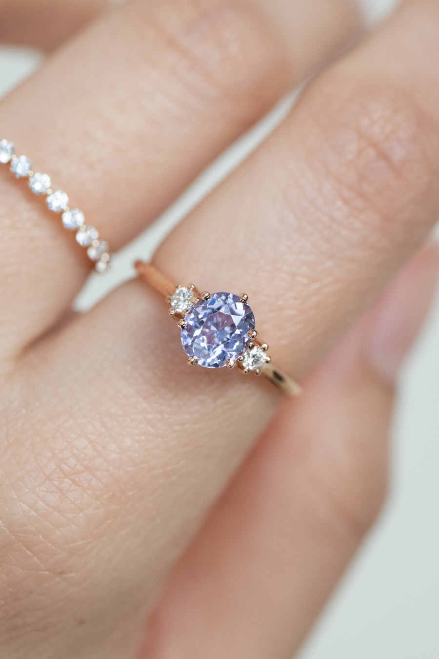 1.05ct Purple Spinel (with cert) & 0.09ct Diamonds 18K Rose Gold Ring