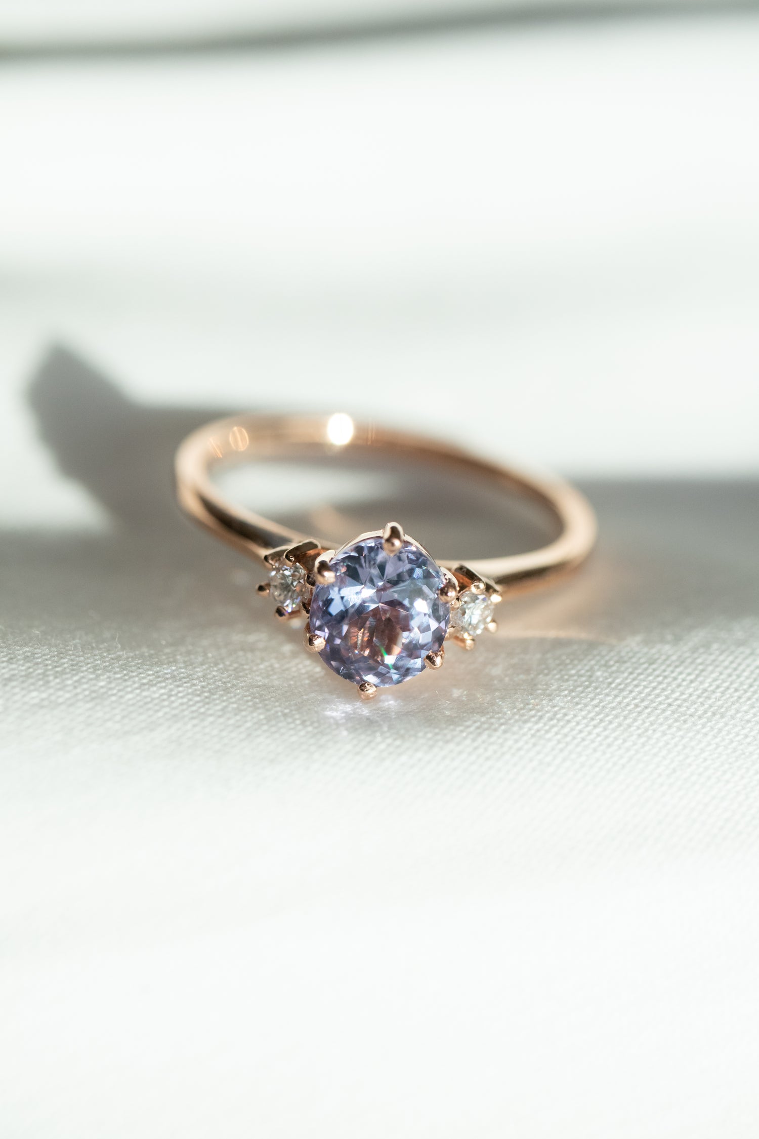 1.05ct Oval Purple Spinel (with Certificate) & diamonds 18K Rose Gold Ring