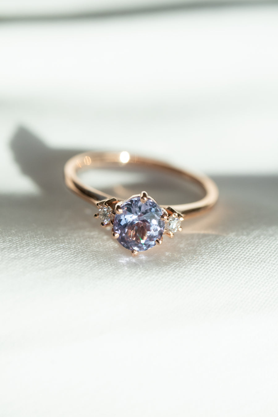 1.05ct Purple Spinel (with cert) & 0.09ct Diamonds 18K Rose Gold Ring
