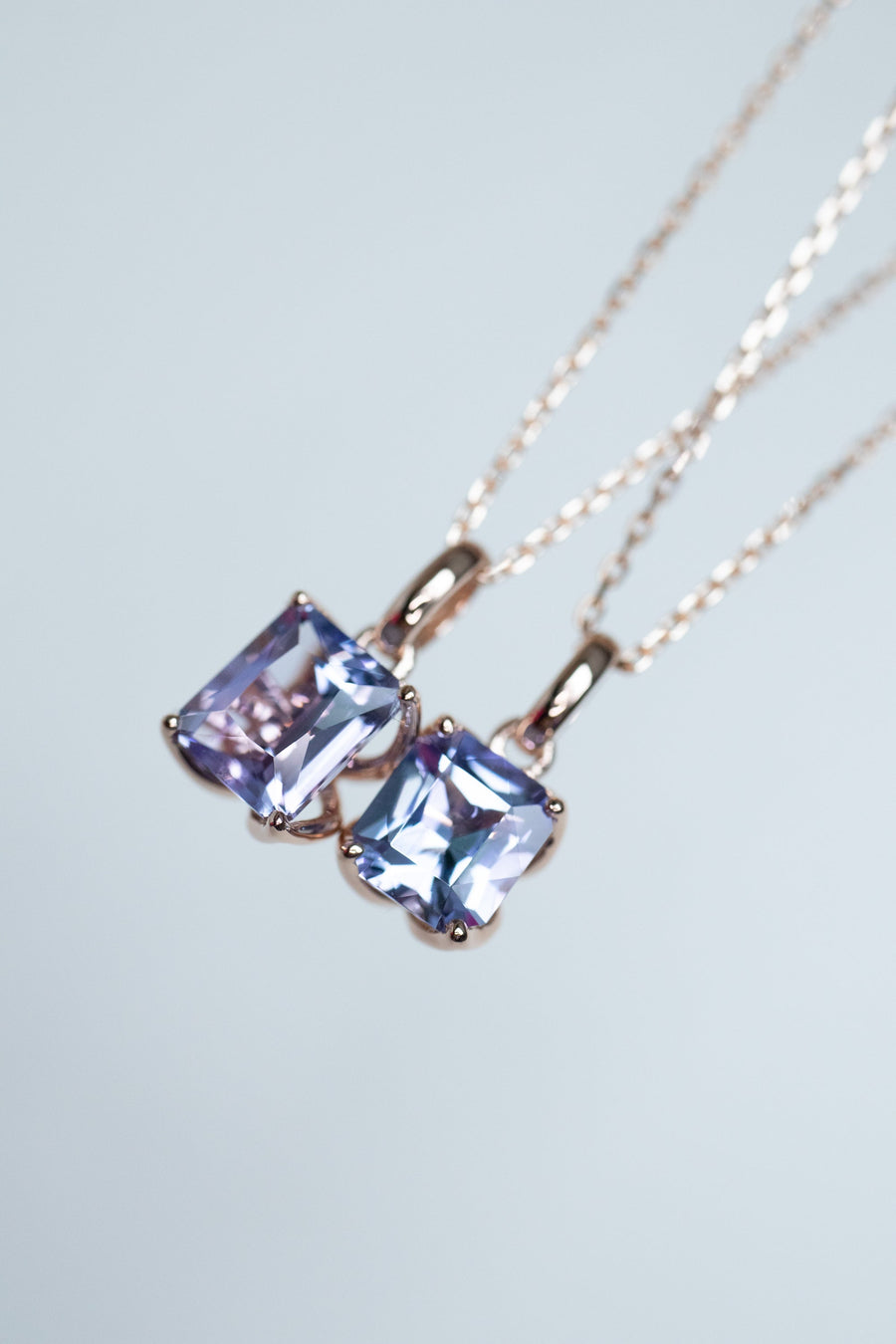 1.32ct Square Tanzanite 18K Rose Gold Bail Pendant Necklace