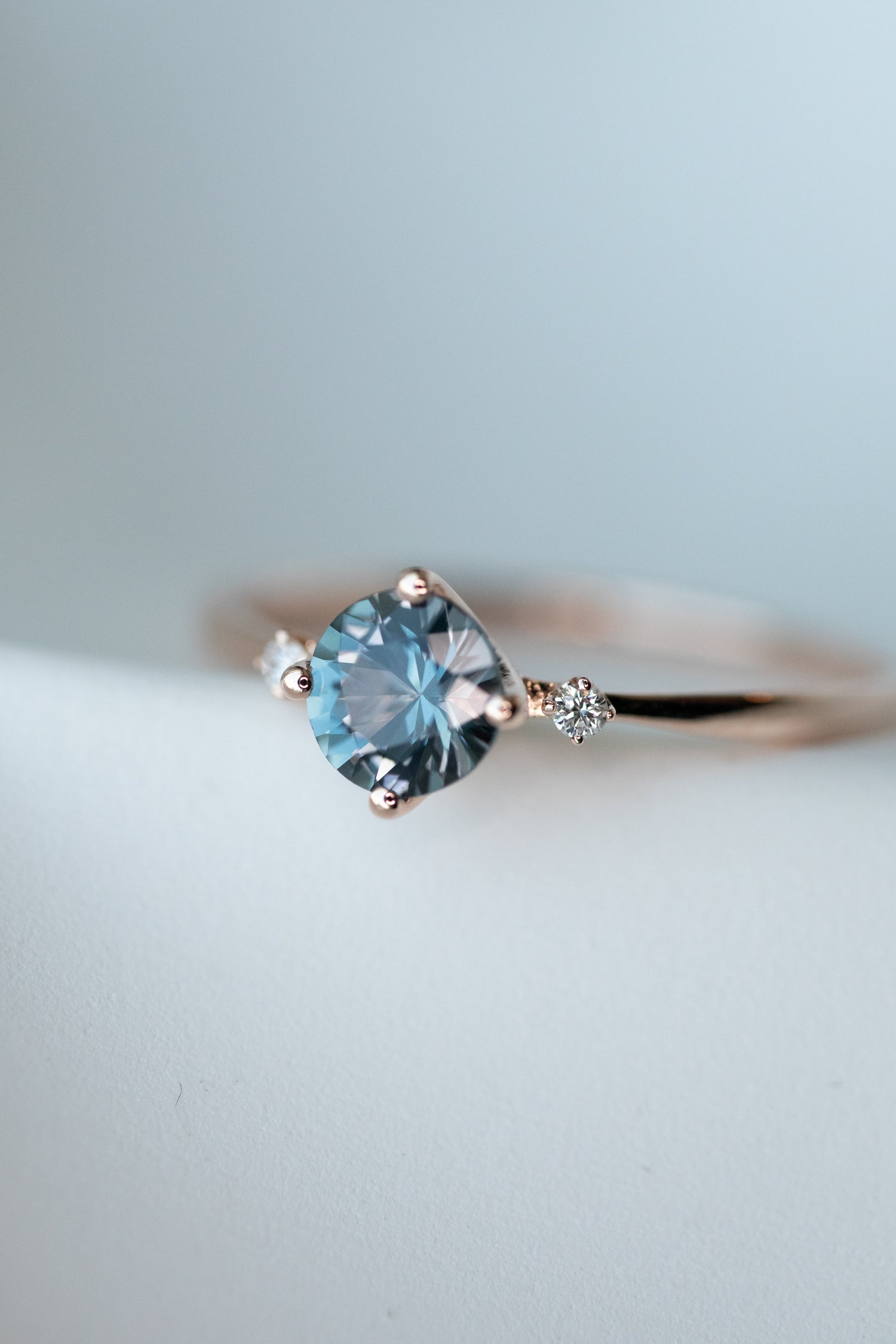 PREORDER - Greyish Spinel ~0.40-0.45ct & diamonds 14K/ 18K Gold Ring