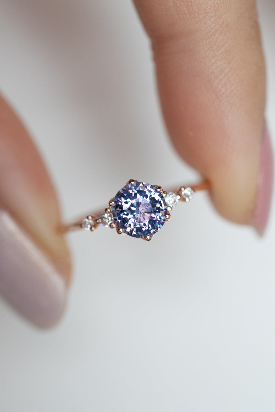 0.83ct Lavender and Blue Spinel & 0.06ct Diamonds 14K Rose Gold Ring