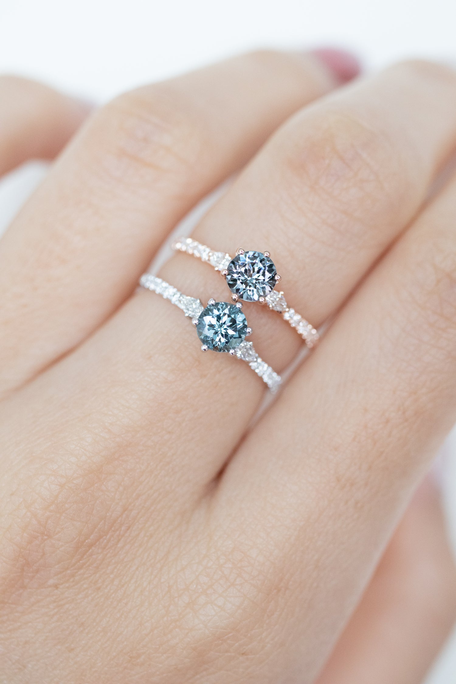 0.72ct Grayish Spinel & diamonds 18K White Gold Half Eternity Ring