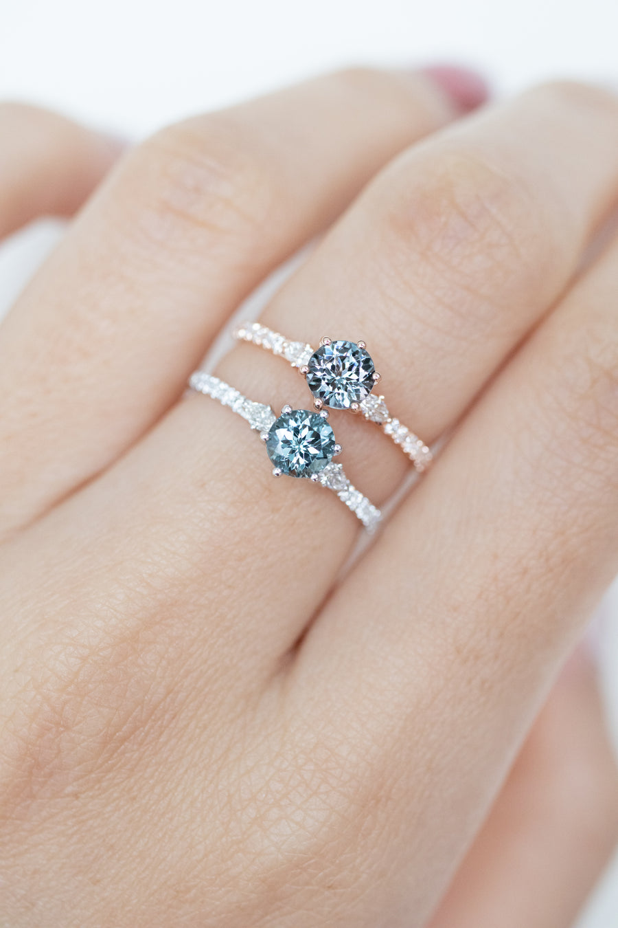 0.50ct Grayish Spinel & diamond 18K Rose Gold Half Eternity Ring