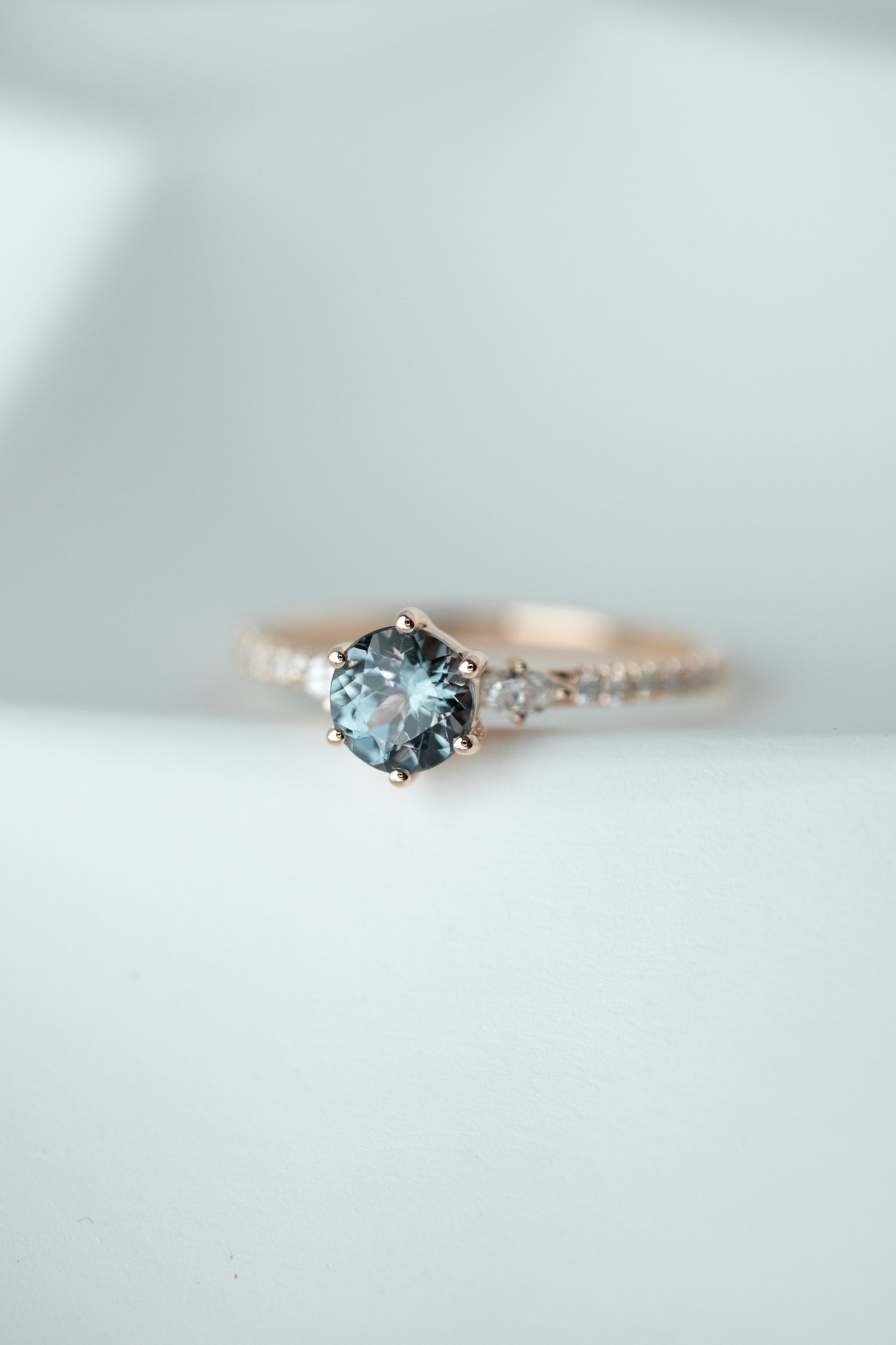 0.50ct Grayish Spinel & diamonds 18K Rose Gold Half Eternity Ring