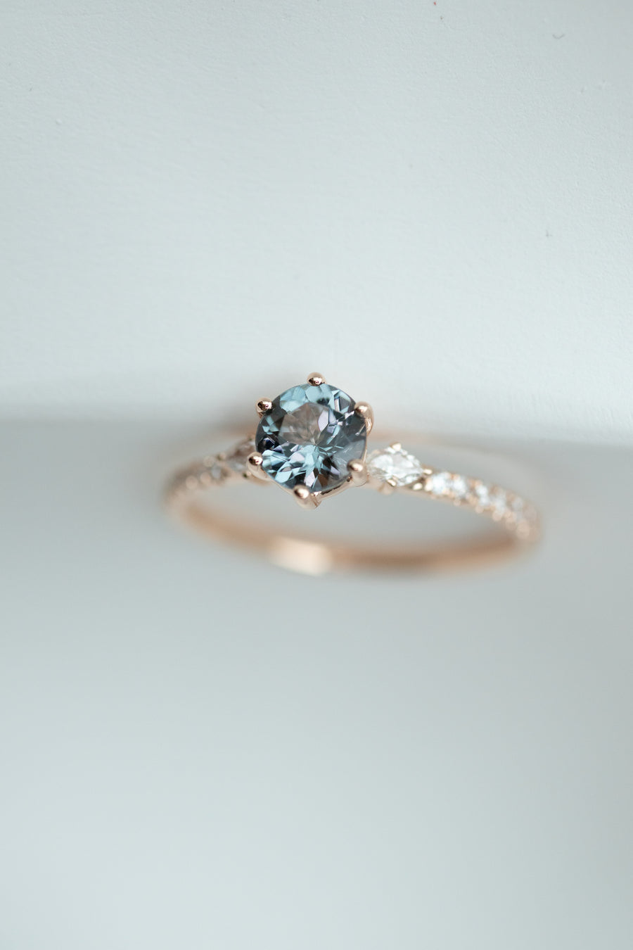 0.50ct Grayish Spinel & diamond 18K Rose Gold Half Eternity Ring