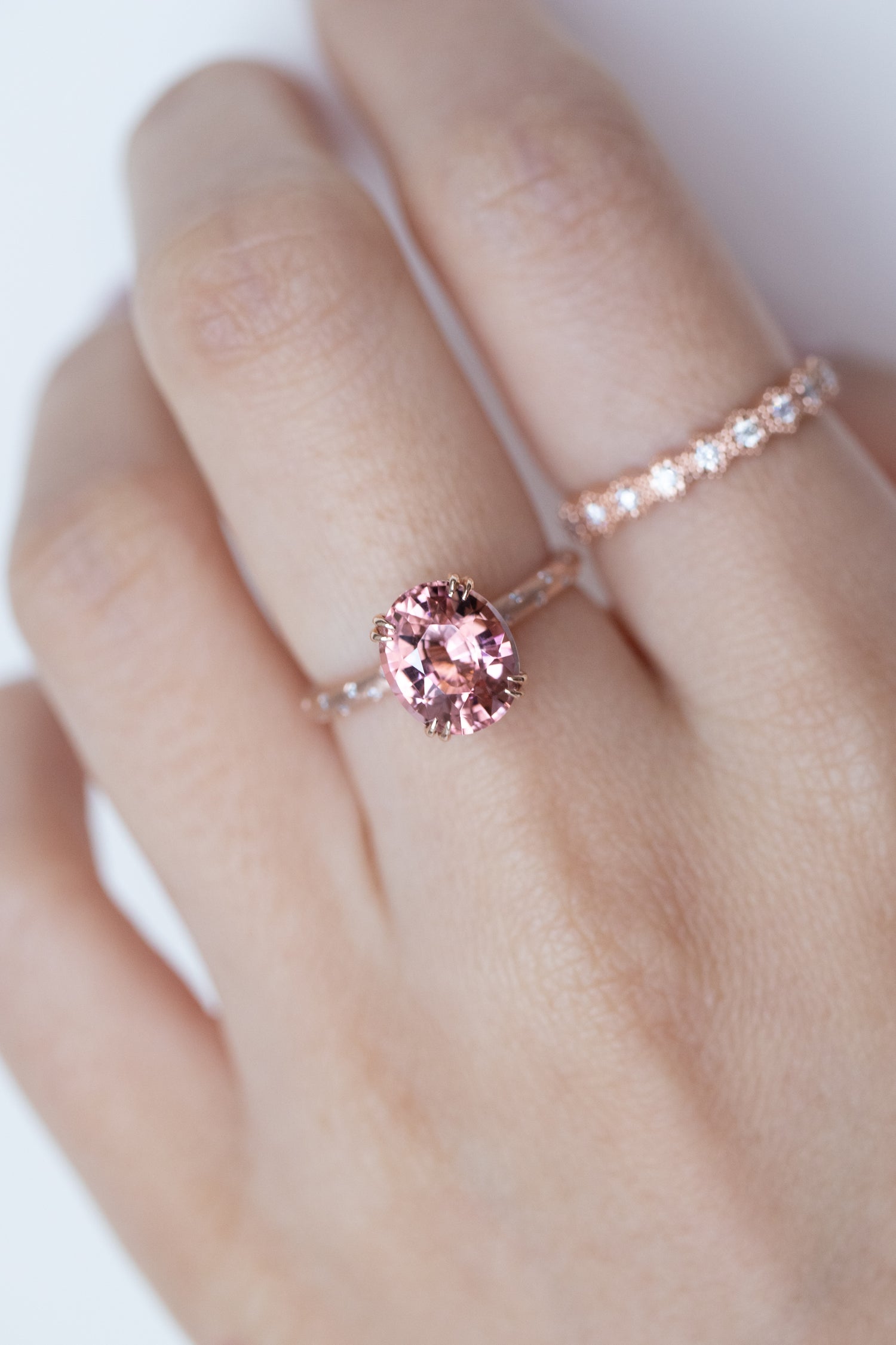 2.32ct Oval Sunset Tourmaline & diamonds 18K Rose Gold Ring