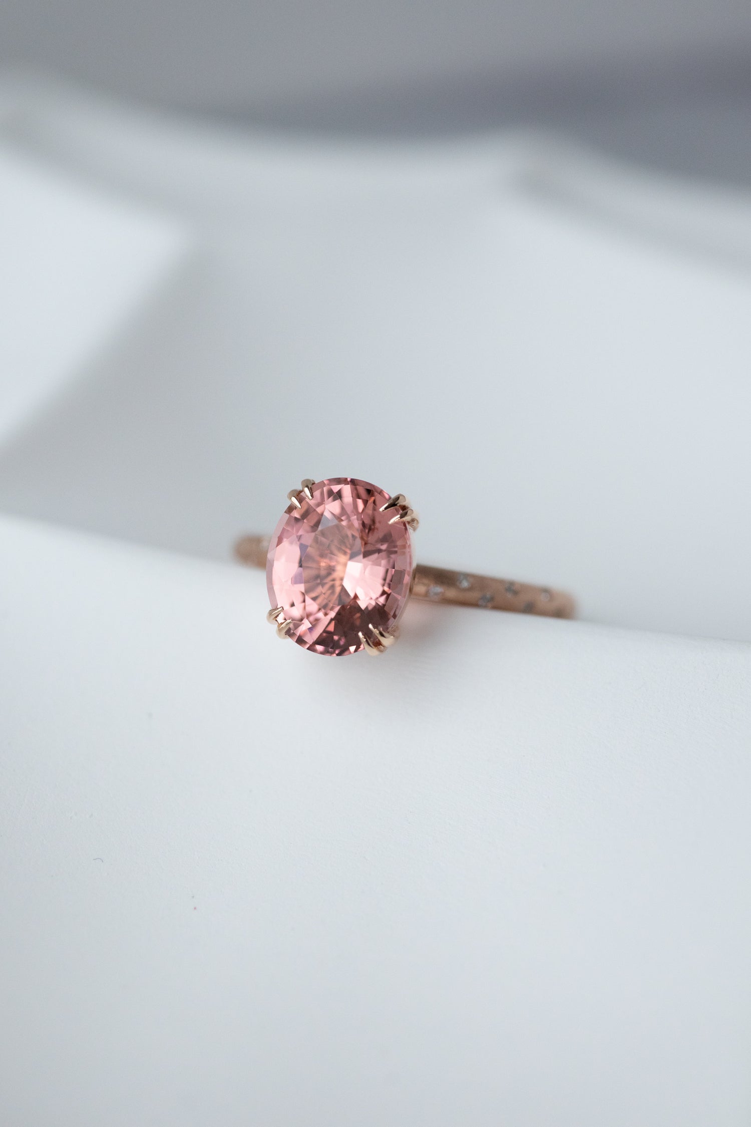 2.32ct Oval Sunset Tourmaline & diamonds 18K Rose Gold Ring