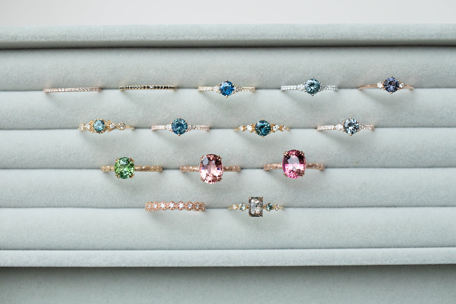 0.52ct Teal Sapphire & diamond 18K Rose Gold Ring