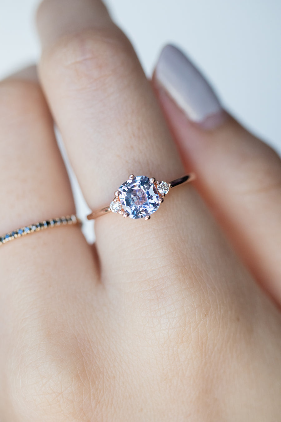 1.03ct Emerald Lavender Spinel & 0.07ct Diamonds 18K Rose Gold Ring