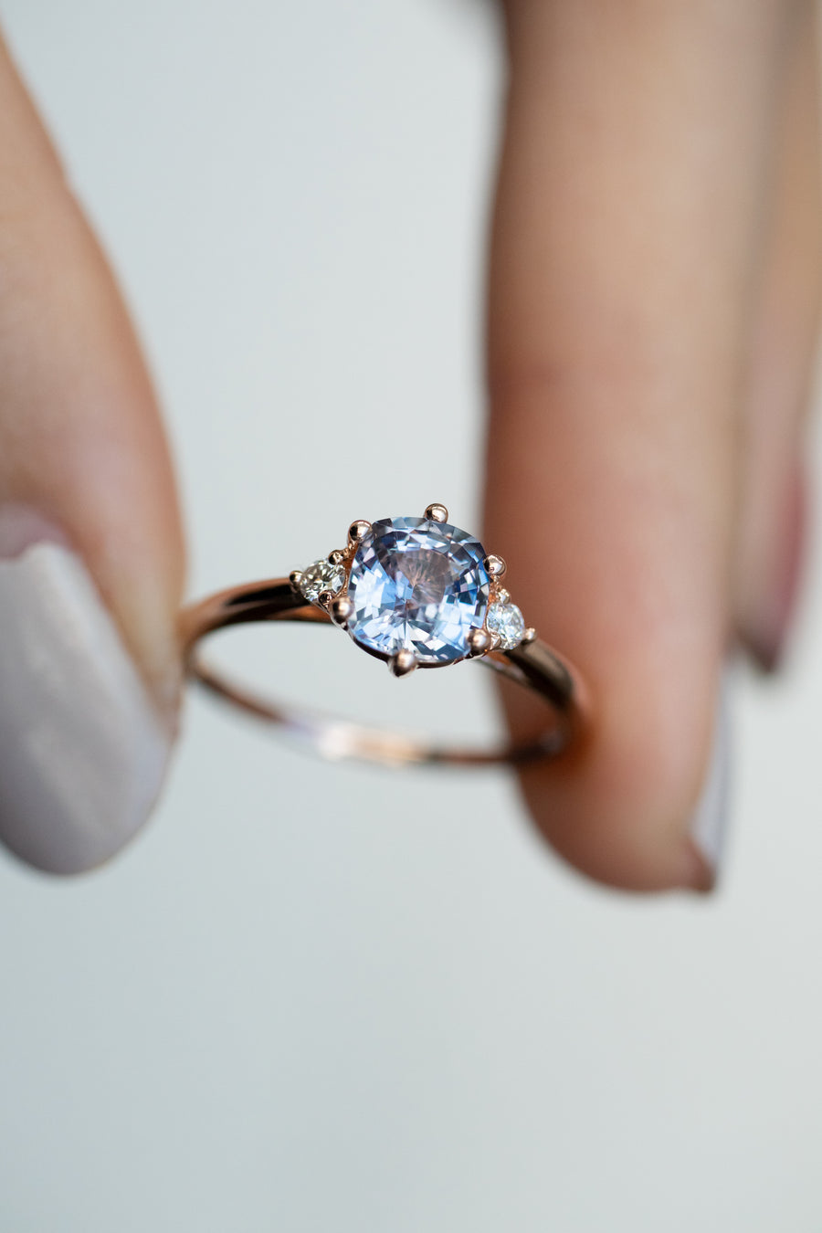 1.03ct Emerald Lavender Spinel & 0.07ct Diamonds 18K Rose Gold Ring