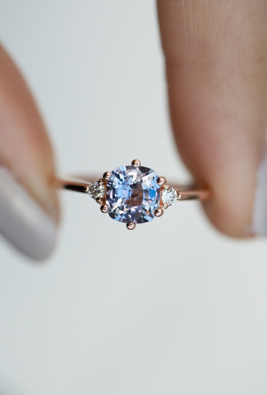 1.03ct Emerald Lavender Spinel & 0.07ct Diamonds 18K Rose Gold Ring