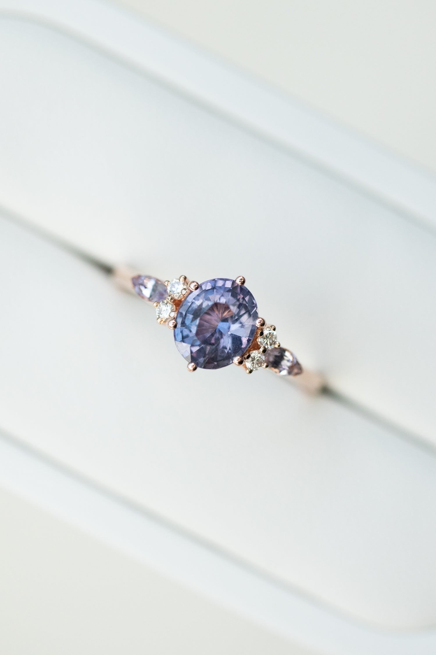 1.14ct Oval Lavender Spinel (with Certificate)  &  Sapphires/ diamonds 18K Rose Gold Ring