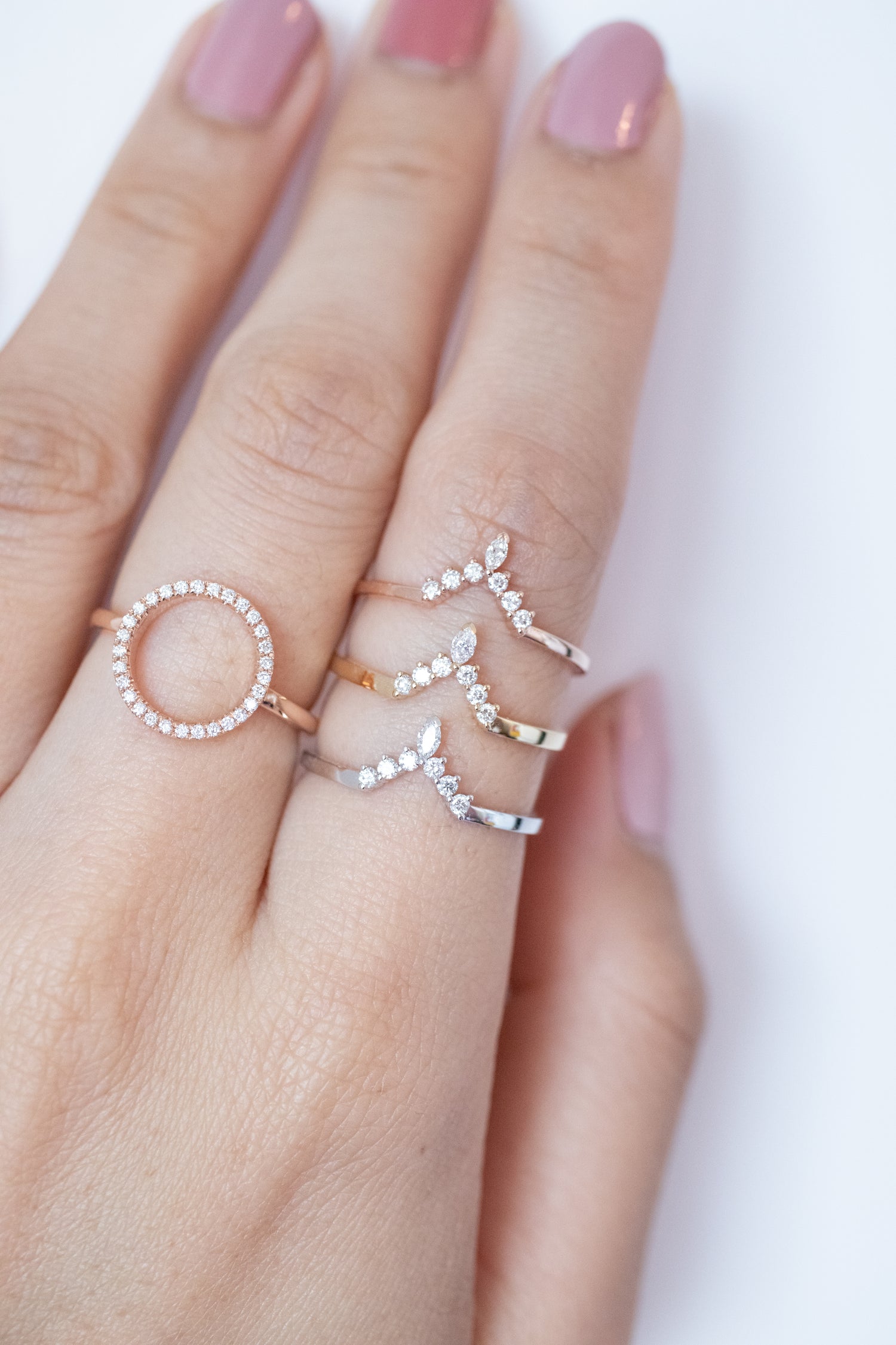 Vanki Top Quality Diamond 14K/18K Gold Stacking Ring